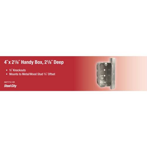 Handy Box 4 in. x 2-1/8 in. New Work Metal Deep with T-Bracket 1-Gang