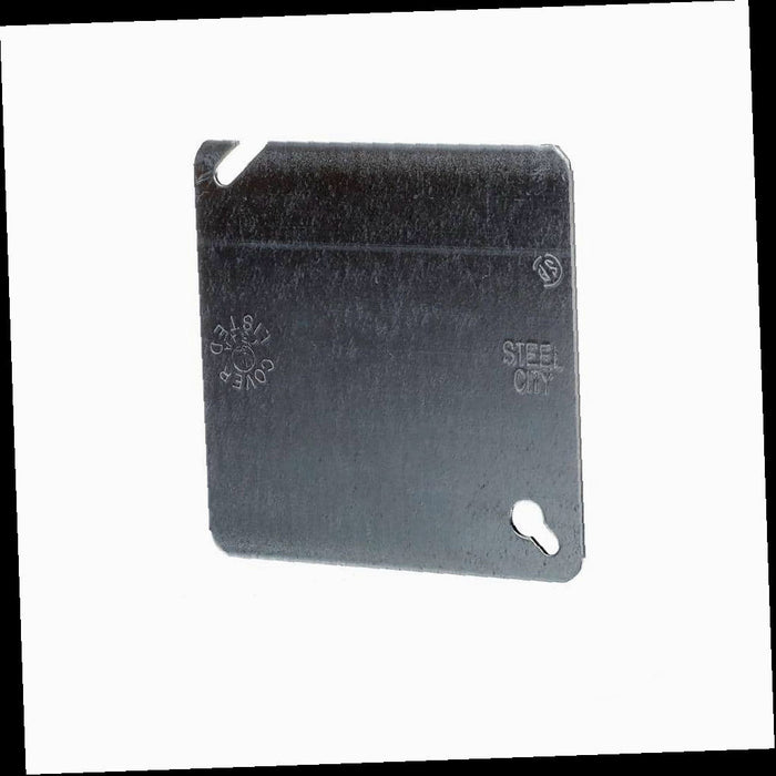 Electrical Box Cover Blank Square Metallic 4 in.