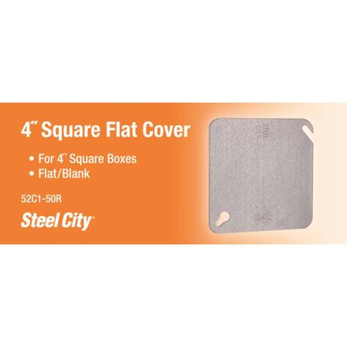 Electrical Box Cover Blank Square Metallic 4 in.