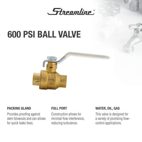 Ball Valve Brass Full Port 1/2 in. Packing Gland SWTF