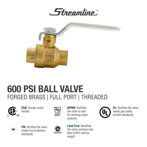 Ball Valve Brass Full Port 1/2 in. Packing Gland SWTF