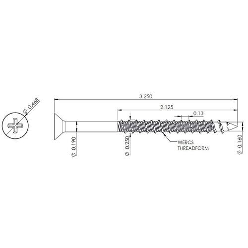 White Ultrashield Phillips Flat-Head Concrete Anchors 1/4 in. x 3-1/4 in. (75-Pack)