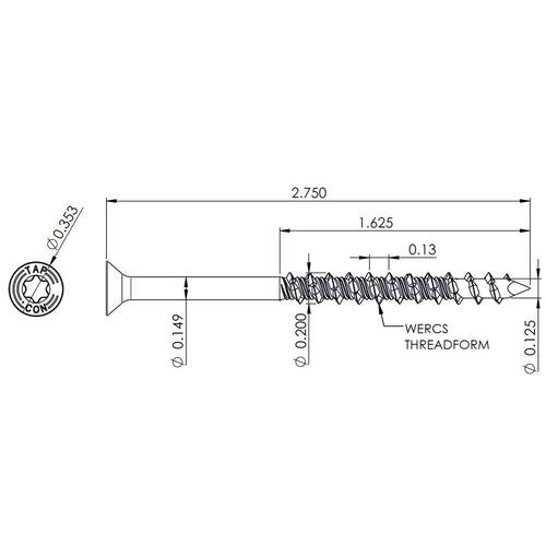 Concrete Anchor 1-1/16 in. x 2-3/4 in. Flat Head Torx (25-Pack)