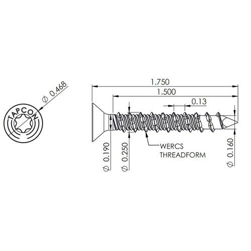 Concrete Anchor 1/4 in. x 1-3/4 in. Flat Head Torx (25-Pack)