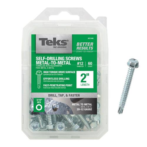 Self-Drilling Screws 2 in. External Hex Flange Hex-Head (60-Pack)