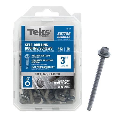 Roofing Screw 12 x 3 in. External Hex-Washer-Head with Washer (40-Pieces per Pack)