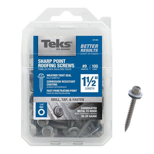 Roofing Screws 1-1/2 in. External Hex Zinc Plated Steel Hex Washer Head (100-Pack)