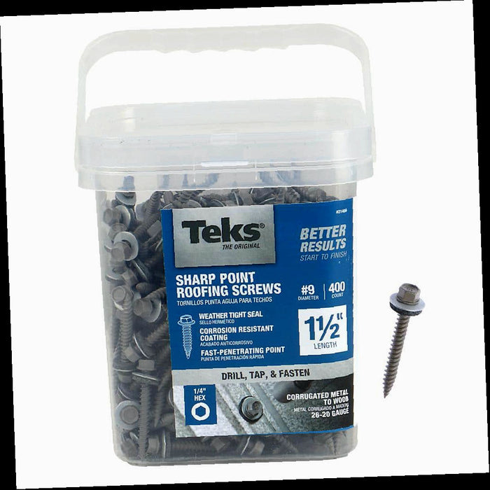 Roofing Screws 1-1/2 in. External Hex Drive Washer Head (400-Pack)