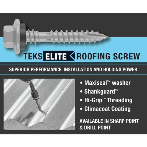 Roofing Screws Steel External Hex Head Washer Sharp Point Elite 12 x 1 in. (120-Pack)