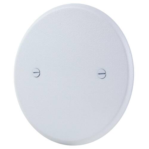 Metal Wall Plate 1-Gang White Textured Round Blank 5 in.