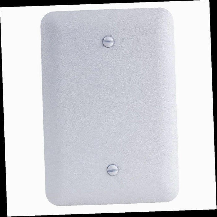 Outlet Wall Plate, 1-Gang Blank Midway/Maxi Sized Metal Wall Plate, White (Textured/Paintable Finish)