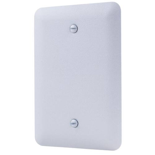 Wall Plate Blank 1-Gang Metal Midway/Maxi Sized White (Textured/Paintable Finish)