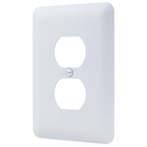 Wall Plate Metal 1-Gang Duplex Midway/Maxi Sized White (Textured/Paintable Finish)