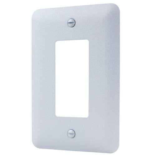 Metal Wall Plate 1-Gang Rocker Midway/Maxi Sized White (Textured/Paintable Finish)