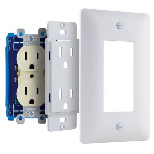 Wall Plate Adapter 1-Gang Duplex Plastic Cover-up White (Textured/Paintable Finish)