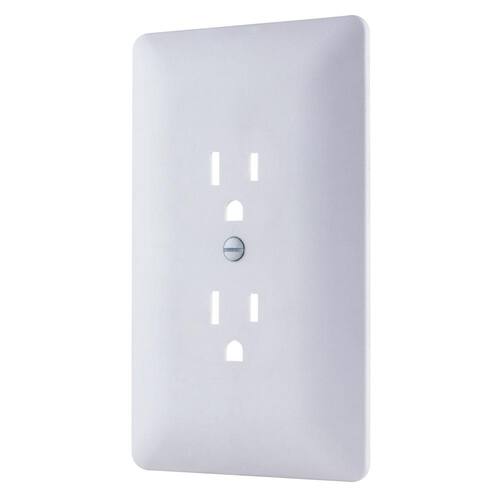 Outlet Wall Plate Cover-Up 1-Gang White (Paintable) Textured Plastic Duplex