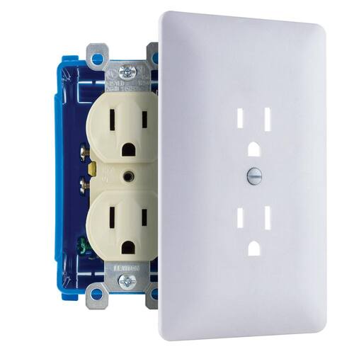 Outlet Wall Plate Cover-Up 1-Gang White (Paintable) Textured Plastic Duplex