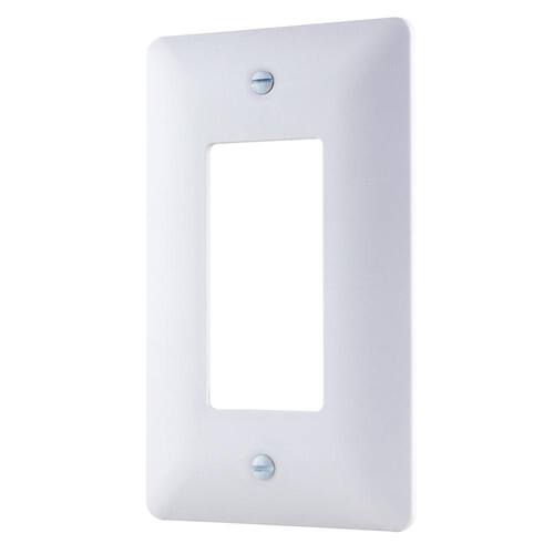 Plastic Wall Plate 1-Gang Decorator/Rocker (Paintable) White