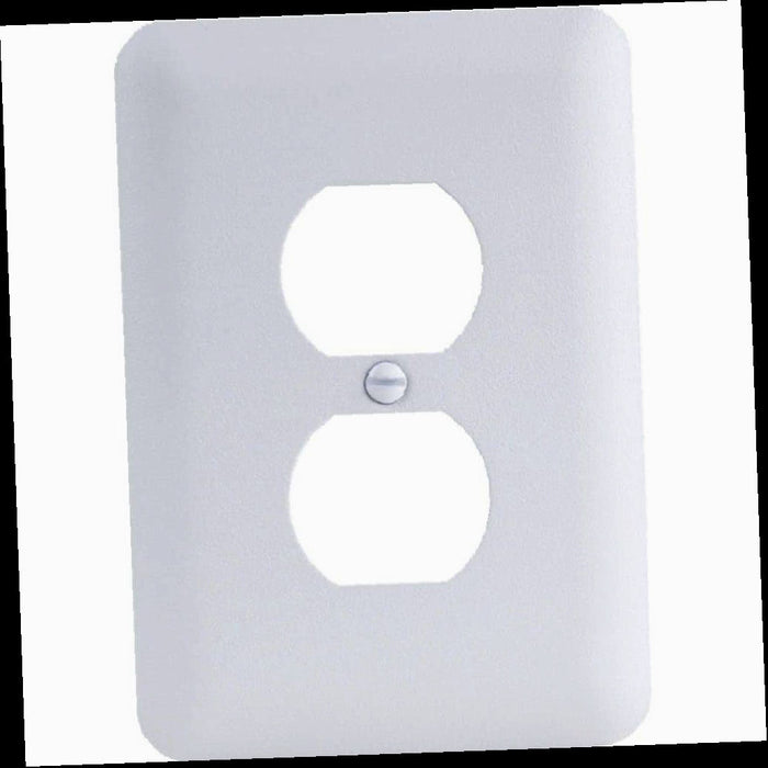 Outlet Wall Plate, Perry 1-Gang Duplex Metal Wall Plate, White (Textured/Paintable Finish)