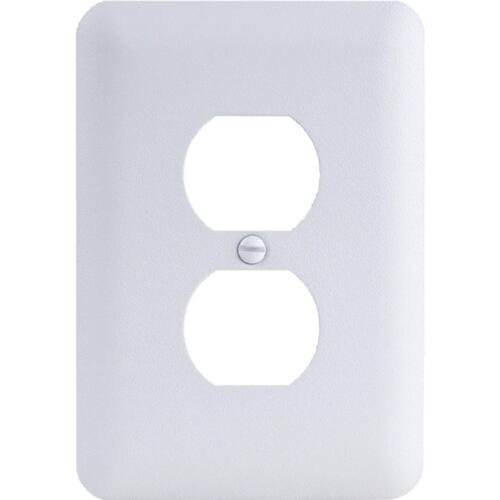 Wall Plate 1-Gang Duplex Metal White (Textured/Paintable Finish) by Perry