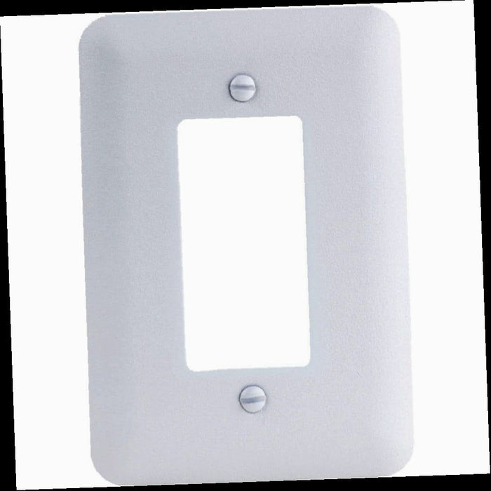 Outlet Wall Plate, Perry 1-Gang Rocker Metal Wall Plate, White (Textured/Paintable Finish)