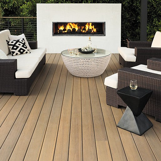 Composite Decking 1 in. x 6 in. x 20 ft. Wathered Teak Square Edge Board