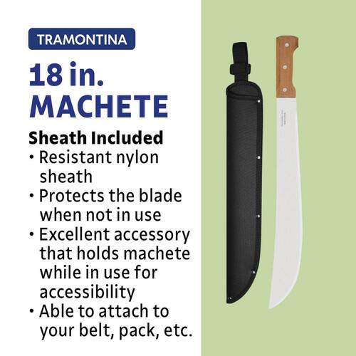 Machete, 22 in., with Carbon Steel Trailling Point Straight Edge Blade, with Poly Handle