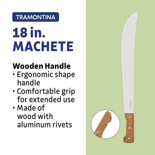 Machete, 22 in., with Carbon Steel Trailling Point Straight Edge Blade, with Poly Handle