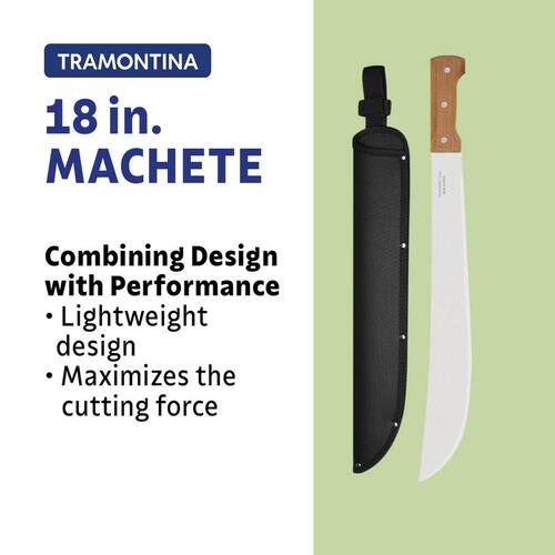 Machete, 22 in., with Carbon Steel Trailling Point Straight Edge Blade, with Poly Handle