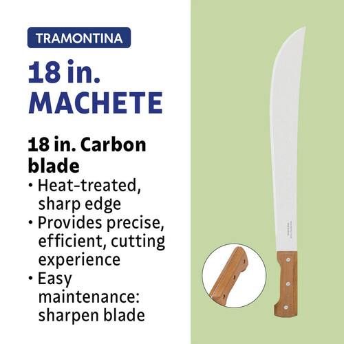 Machete, 22 in., with Carbon Steel Trailling Point Straight Edge Blade, with Poly Handle