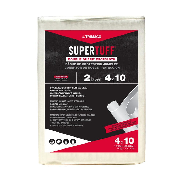 Canvas Cloth 4 ft. x 10 ft. White Non-Woven Double Guard