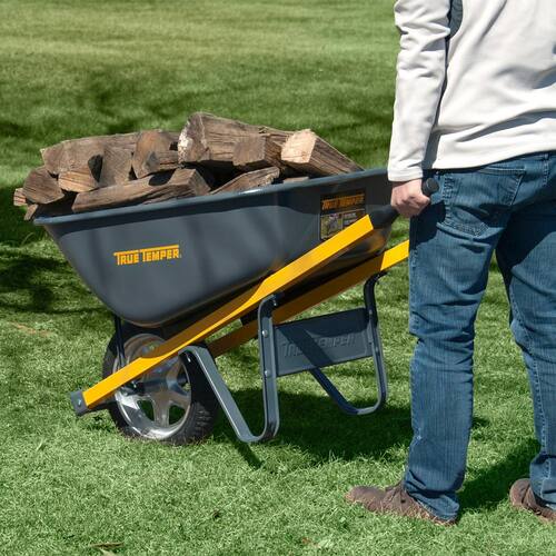 Wheelbarrow 6 cu. ft. with Steel Handles and Flat Free Tire