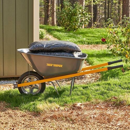 Wheelbarrow 6 cu. ft. with Steel Handles and Flat Free Tire