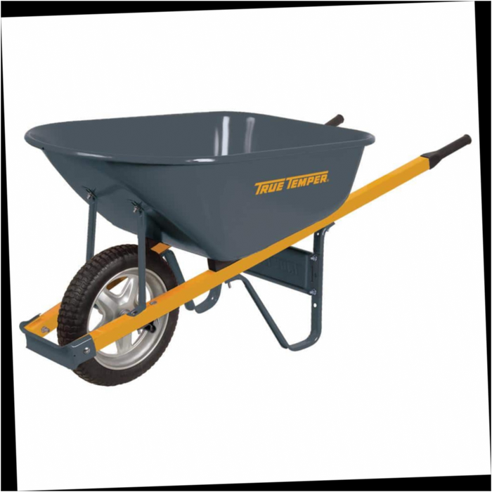 Wheelbarrow 6 cu. ft. with Steel Handles and Flat Free Tire