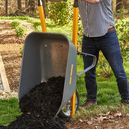 Wheelbarrow 6 cu. ft. with Steel Handles and Flat Free Tire