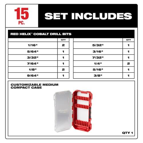 Cobalt Red Helix Drill Bit Set for Drill Drivers (15-Piece)