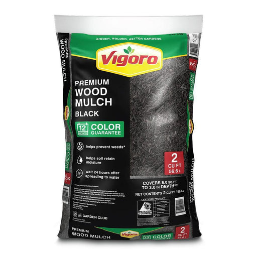 Wood Mulch Black 2 cu.ft. Premium Shredded Bagged Vigoro 1