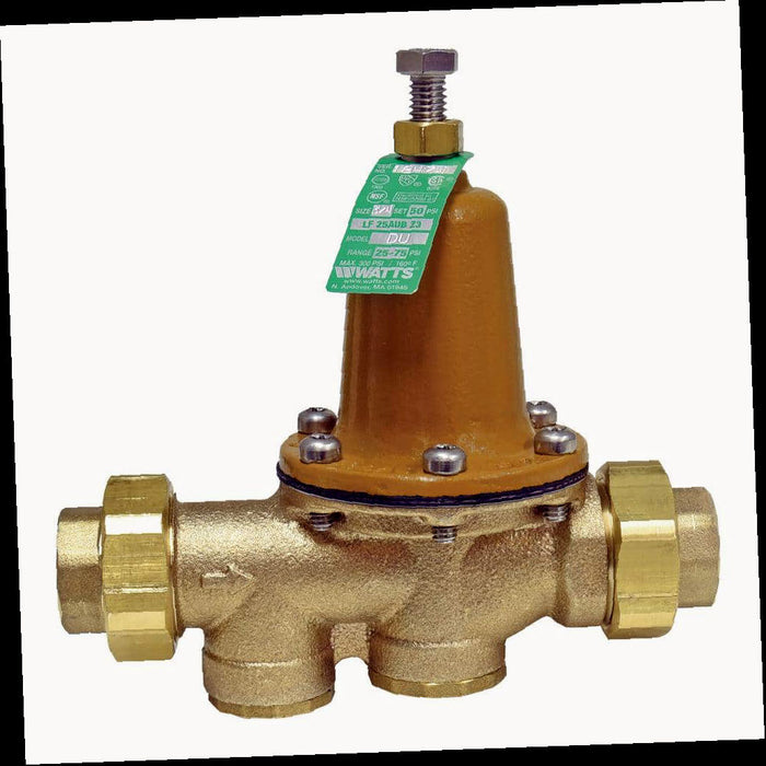 Water Pressure Reducing Valve Double Union Lead-Free Brass 1 in.
