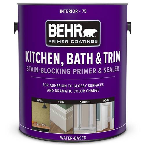 Interior Primer and Sealer, Acrylic Kitchen, Bath, and Trim Stain-Blocking, White, 1 Gal.