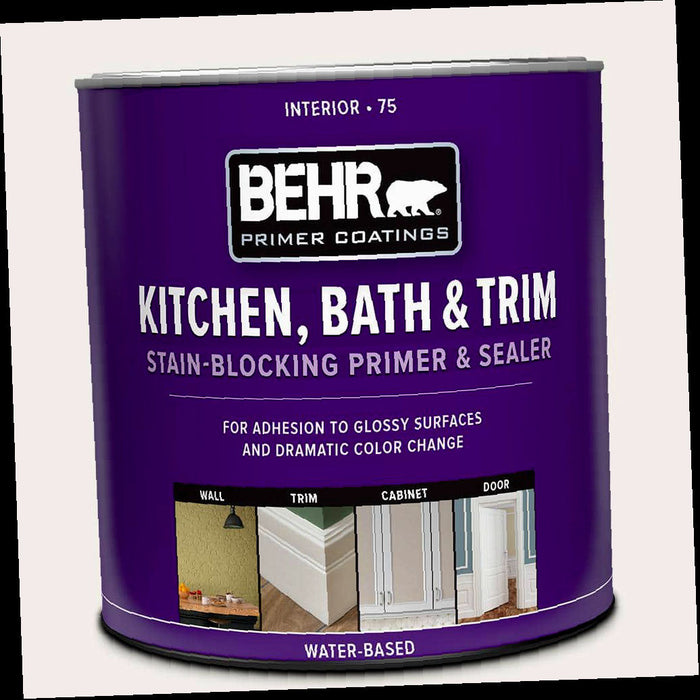 Interior Primer and Sealer, Acrylic Kitchen, Bath & Trim Stain-Blocking, White, 1 qt.