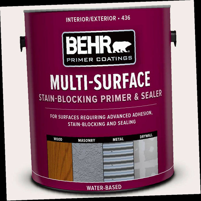 Interior/Exterior Primer and Sealer, Acrylic Multi-Surface Stain-Blocking, White, 1 Gal.