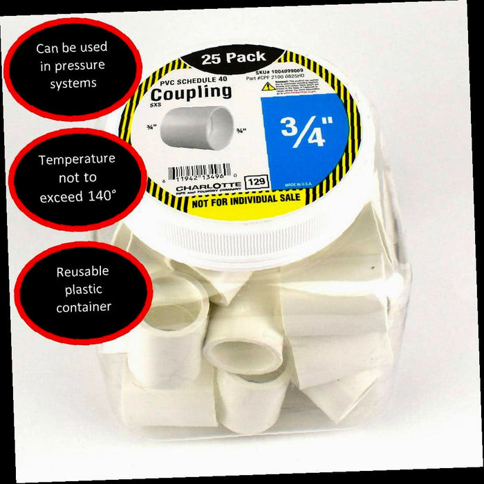 PVC Schedule 40 Coupling 3/4 in. Pro Pack (25-Pack)