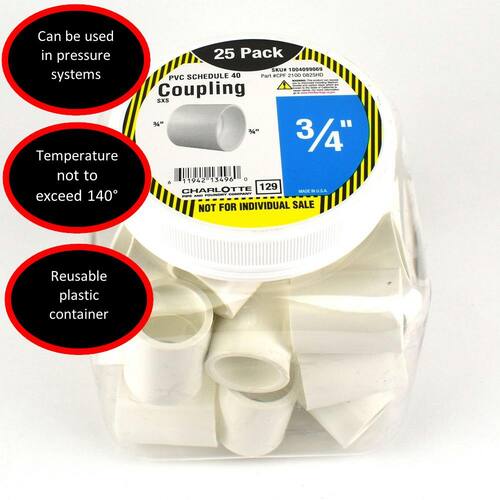 PVC Coupling 3/4 in. x 3/4 in. Underground Rated PSI-480 (25-Pack)