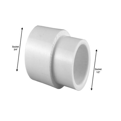 PVC Schedule 40 Degree S x S Reducer Coupling 3/4 in. x 1/2 in.