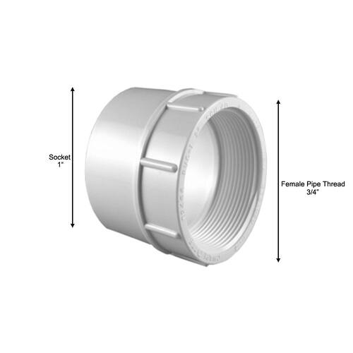 PVC Female Adapter 1 in. x 3/4 in. Underground Use PSI-450