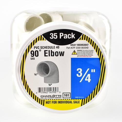 PVC Fitting 90-Degree Elbow 3/4 in. x 3/4 in. Underground Rated PSI-480 (35-Pack)