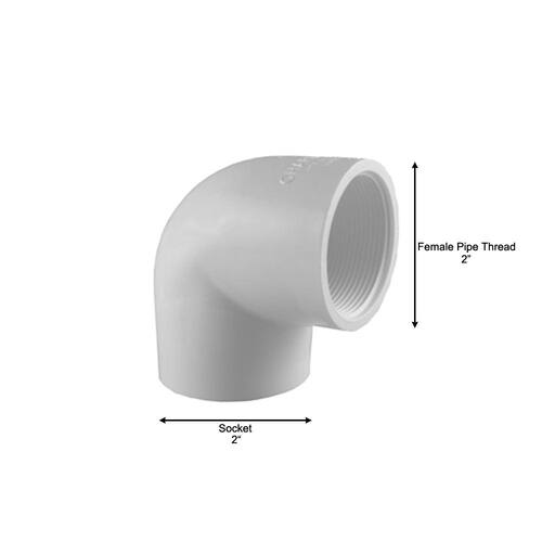 PVC 90-Degree Elbow Fitting Schedule 40 2 in. S x FIP