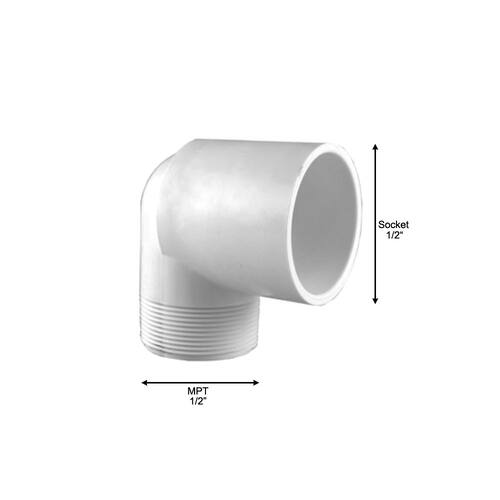 PVC 90-degree MPT x S Street Elbow Fitting 1/2 in. Schedule 40