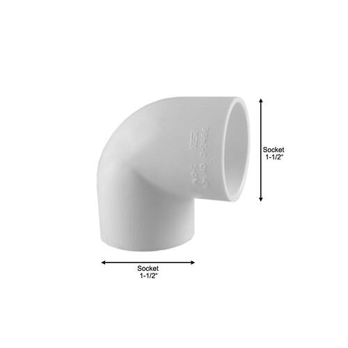 PVC 90 Degree Socket x Socket Elbow Fitting 1-1/2 in. x 1-1/2 in.