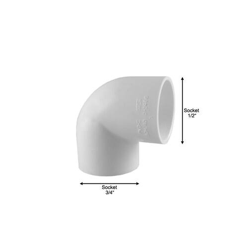 PVC Fitting 90-Degree Elbow 3/4 in. x 1/2 in. Underground Use PSI-240